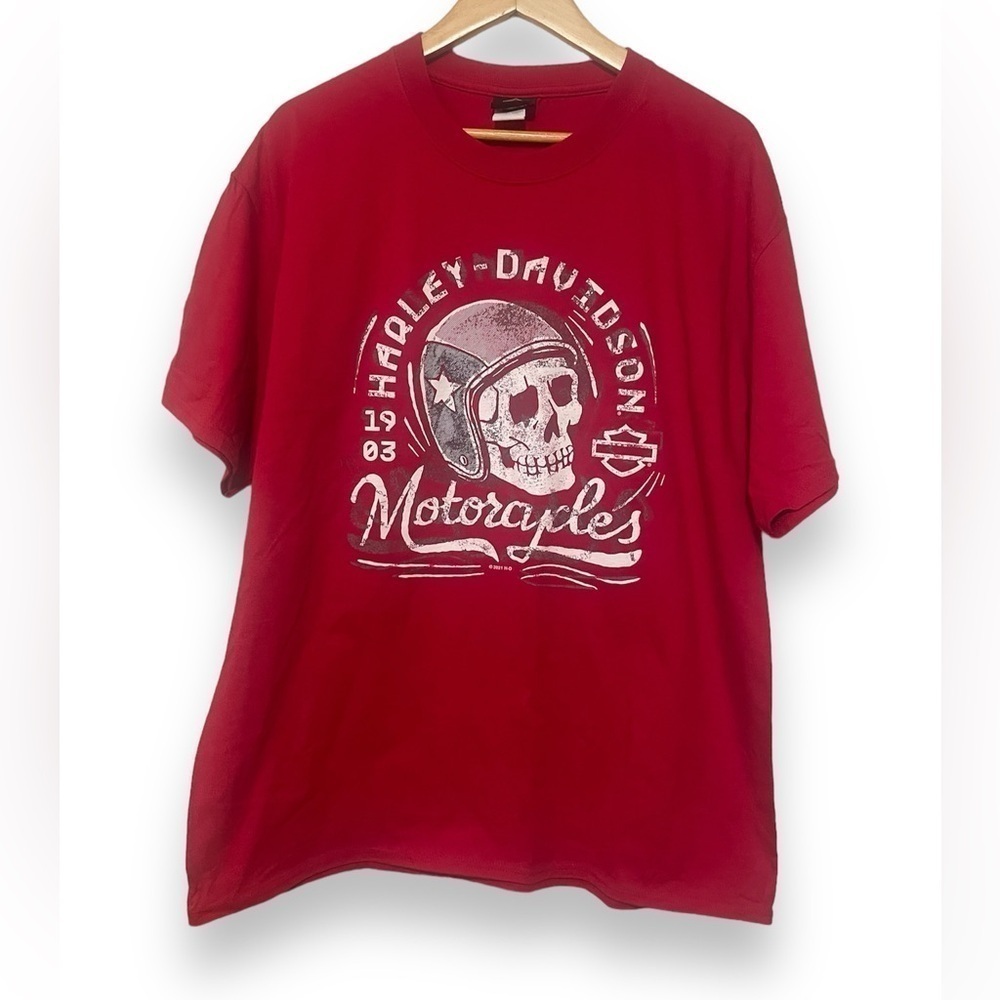 Harley Davidson Men’s Graphic T-shirt red white short sleeve